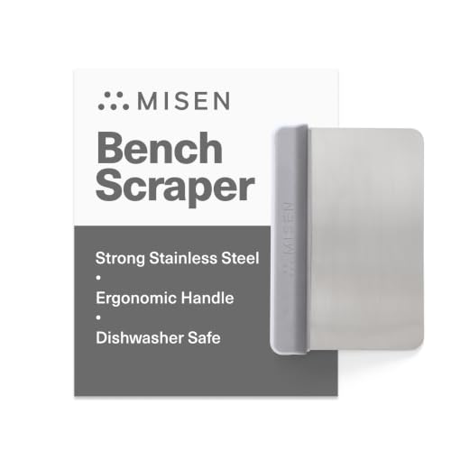 Misen Stainless Steel Bench Scraper - Versatile Food Scraper with Walnut Handle - Ideal for Kitchen, Pastry & Dough - Durable Cutting Board Scraper Tool - Effortless Transfer into Pots & Pans - Gray - color: Gray