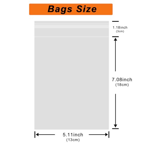 200 Pcs Self Sealing Cellophane Bags, 5x7 Inches Cookie Bags, Resealable Cellophane Bags Self Adhesive for Bakery Cookies Candy Snack - size: 5'' x 7''