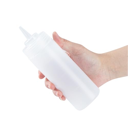 Restaurantware 12 Ounce Condiment Squeeze Bottle 1 With Lid Plastic Squeeze Bottle - Precison Dispensing Tip Flexible Clear Plastic Squeeze Bottle For Sauces For Sauces Spreads Or Condiments - size: 12 Ounces
