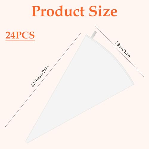 4 Pcs Large Reusable Piping Bags White Cloth Frosting Bags with Plastic Coating 24" Large Canvas Cake Decorating Bag Icing Piping Bag for Frosting, Icing, Cakes, Cupcakes, Cookies