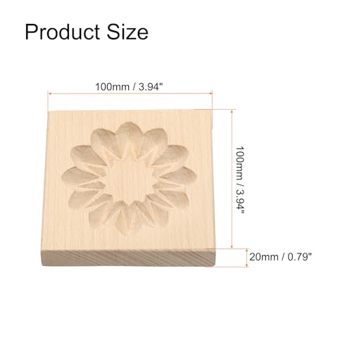 HARFINGTON Wooden Cookie Mould 3.94" x 3.94" Wooden Cookie Biscuit Mould Patterned Carved Baking Cookie Tool Biscuit Press Stamp - style: Patterned