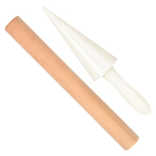 PRETYZOOM Egg Cone Mold with 9.84 in Wooden Cone Roller Stick Egg Roll Accessory for Waffle Roller Ice Cream Maker Pastry Mold Diy Baking Tool