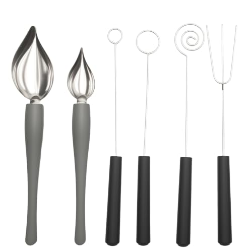 6-piece Set, Chocolate Dipping Tools Set, Candy Dipping Tools, Ideal for Dessert Decorating and Chocolate Coating for Baking Enthusiasts and Professional Chefs - size: 4 Chocolate Dipping Tools+2 Decorating Spoon