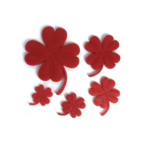 Cestony St. Patrick's Day 5-cavity Four leaf clover/Lucky Grass Shape Silicone Molds for DIY Cake Fondant Biscuit Cookies Soap Sugar Pudding Chocolate Hard Candies Dessert Candle Decor