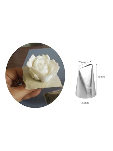 #128 Piping Tip, Large Rose Petal Tip for Flowers & Ruffles, 3 Pcs - color: N