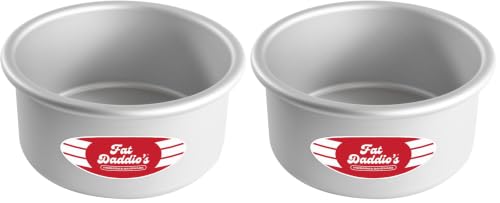Fat Daddio's Anodized Aluminum Round Cake Pans, 2 Piece Set, 6 x 3 Inch - size: 6 x 3 Inch, Set of 2, style: 3" Depth