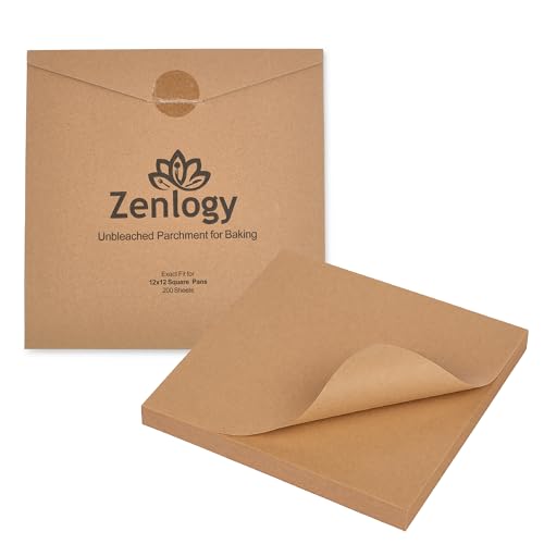 Zenlogy 12x12 Parchment Paper Squares, 200 Sheets, Unbleached, Pre-Cut - size: 12x12 - 200 sheets