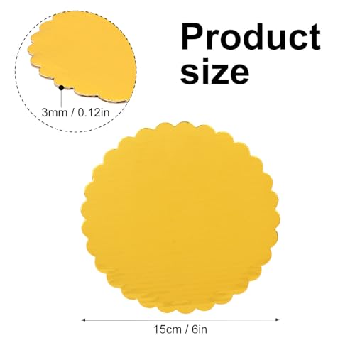 130 Pack 6 Inch Gold Cake Boards, Rounds Cake Cardboard, Flower Edge Cake Base, Disposable Round Cake Board for Wedding, Party, Anniversaries, Birthday Decor - size: 130 Pack 6 Inch Gold Rounds