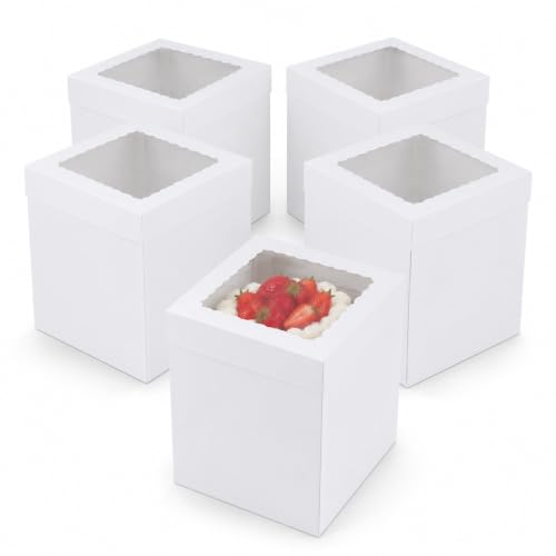JCD Heavy-Duty 8x8x10inch Corrugated Cake Boxes Fits 6in Double Layer Cakes - size: 8*8*10inch/5pcs
