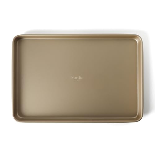 Martha Stewart Gallen 13 x 9 Inch Nonstick Carbon Steel Cookie Sheet - Champagne Durable Baking Pan for Cookies, Brownies & Roasting - color: Champagne, size: 13" Cookie Sheet