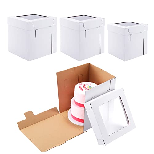 Tall Cake Boxes for Tier Cakes,3 Sizes 6 Pack