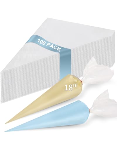 100 Pack 18 Inch Large Piping Bags, Disposable Tipless Icing Bags - size: 18in - 100 Pack