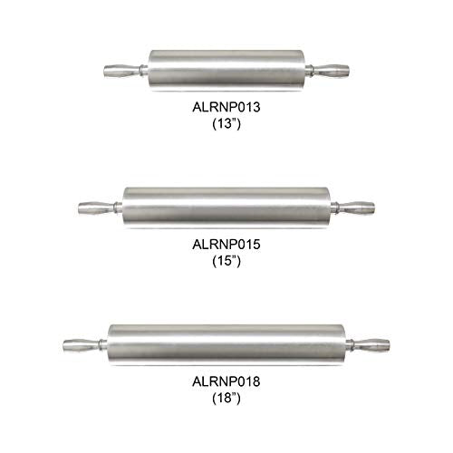 Thunder Group ALRNP018 Rolling Pin 18" 3-1/2" Dia. Barrel - color: Aluminum, size: 18 Inch