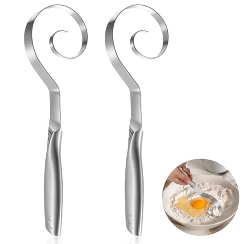 Didaey 2 Pcs Seamless Danish Dough Whisk 10" Stainless Steel Dutch Bread Dough Whisk Tool for Sourdough Bread Baking, Whisking, Pastry, Cake Batter, Biscuits, Dishwasher Safe