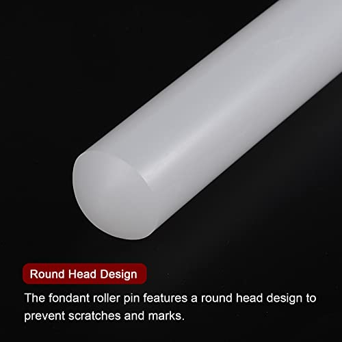 HARFINGTON Fondant Rolling Pin PP 30cm x 2.5cm Non Stick for Baking White - size: 11.81 Inch x 0.98 Inch