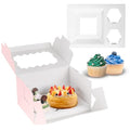 JCD 8Pcs Pink Cake Cupcake Combo Boxes Clear Lid with 2 Cupcake Holes -Clear Window Bento Cake Boxes for Bakery Baking Supplies(Pink 1+2/8Pcs) - size: Pink 1+2/8Pcs