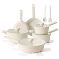 SENSARTE Ceramic Nonstick Pots and Pans Set, 17pcs Nontoxic Cookware Set - color: Creamy White