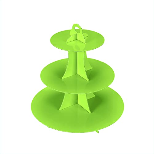 YLDW Cupcake Stand, 3-Tier Cupcake Stand Display, Cardboard Cup Cake Tower Stand, Disposable Dessert Stand for Birthday Tea Party Baby Shower Treat Decorations, Green - color: Green