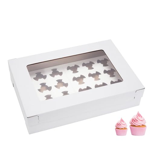 6 Pack Cupcake Boxes with Window for 24 Standard or Mini Cupcakes