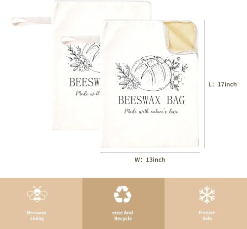 WiNDANCE Beeswax Bread Bags with Zipper, XL 13x17in, 2 Pack - color: Basic01