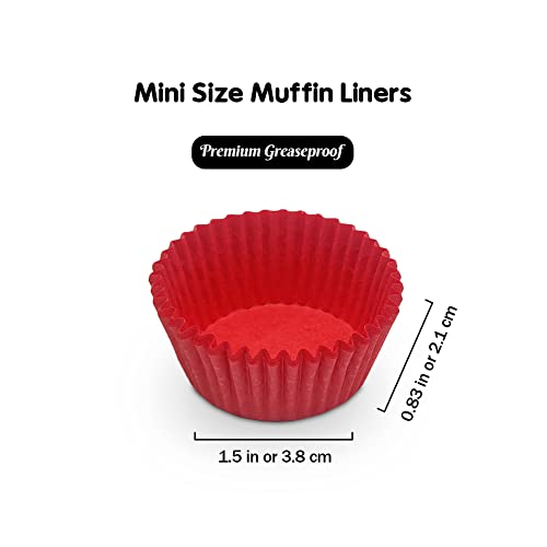 Red Mini Cupcake Liners Natural Greaseproof Paper Muffin Baking Cups, 500-Count - color: Red