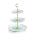 Sweejar 3 Tier Ceramic Cake Stand,Dessert Stand,Cupcake Stand,Tea Party Pastry Serving Platter,Food Display Stand for Tea/Coffee/Birthday/Wedding/Women/Afternoon/Gift - Blue - color: Blue