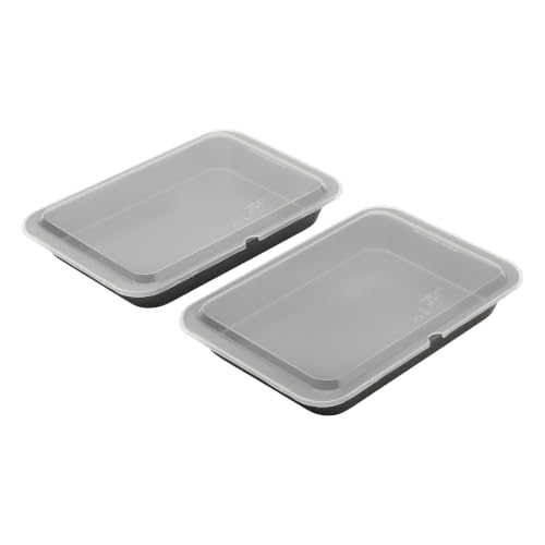 GoodCook Set of 2 Nonstick Steel 13" x 9" Cake Baking Pans with Covers, Gray - size: 13" x 9" (2-Piece Set)