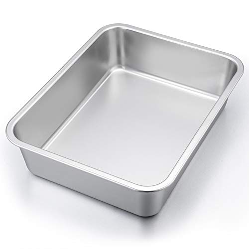 P&P CHEF Stainless Steel Lasagna Pan, Rectangular Baking Pan 12.7" Lx3.2 H - size: 12.7" L x 3.2" H