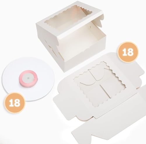 Bakepacker 10"x10"x5" White Cake Boxes with Window, 36pcs - color: White, 10"x10"x5", 18Pcs