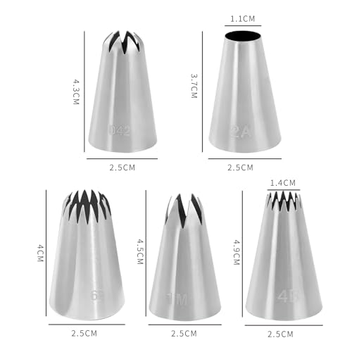 5 PCS, Large Stainless Steel Frosting Pipe Set, Biscuit Baking Tool, Paper Cupcake Decoration Kit, Pastry Cake Decoration - size: 5 PCS