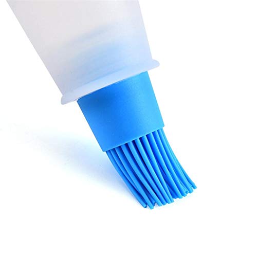 AKOAK 1 Pack Environmentally Friendly Silicone Flat-Bottomed Barbecue Oil Bottle Brush, Pastry Brush, Kitchen Baking and Barbecue Cooking Tools (Blue) - color: Blue