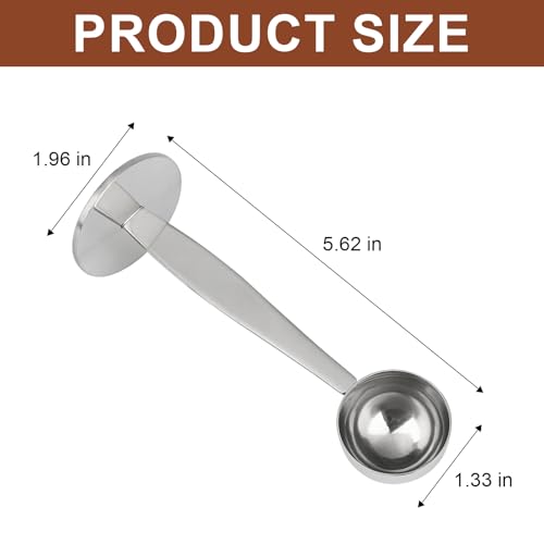DFD 2-Inch-1 Coffee Scoops, 304 Stainless Steel Tablespoon Measure Spoon with Pressed Bottom for Coffee Bean Press Coffee Grinding Pressing（Silver15 ml）