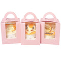 Bakepacker Auto-pop up Cupcake Boxes, Pink, 3.7 x 3.7 x 4.3 inch, 25 Count - color: Pink, size: 3.7x3.7x4.3inch/25packs