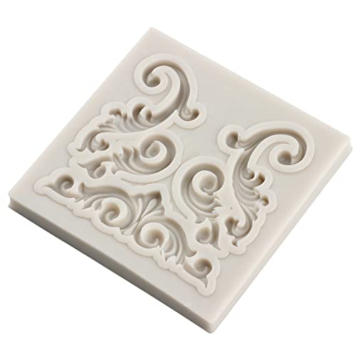 Sijiangmold Baroque Silicone Mold Scroll Relief Lace Fondant Mold Set of 5 - color: Style C