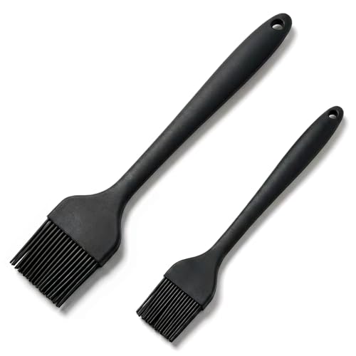 2 Pack Silicone Basting Brushes, Heat Safe for BBQ Baking Pastry - color: Black