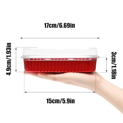 50 Pack 6.8oz Mini Cake Pans with Lids, Red - color: Red, size: Rectangle