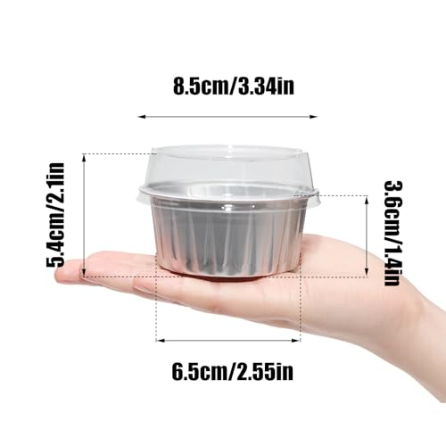 50 Pack 5oz Mini Cake Pans with Lids, Silver - color: Silver, size: Round