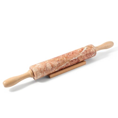 Koville Marble Rolling Pin, Non-Stick Polished Dough Roller, Pasta, Dumpling, Ravioli, Fondant,Pie Crust, Kitchen Baking Pastry Tools Red Marble - color: Red Marble