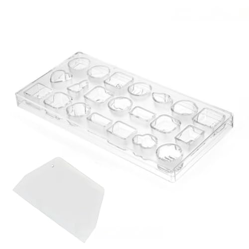 21 Grid Chocolate Candy Mold PC Polycarbonate Chocolate Making Mould with Scraper (Multiple patterns) - color: Multiple patterns