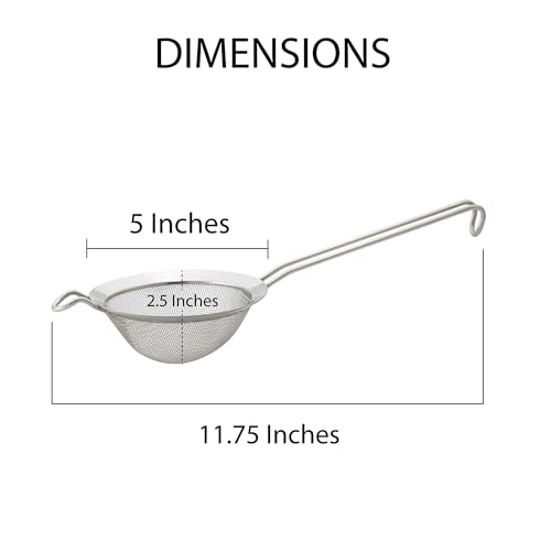 HIC Kitchen Fine Double Mesh Strainer, 18/8 Stainless Steel, Set of 2, Includes 5-Inch and 7-Inch Strainer - size: Double Mesh, Set/2 (5, 7-Inch)