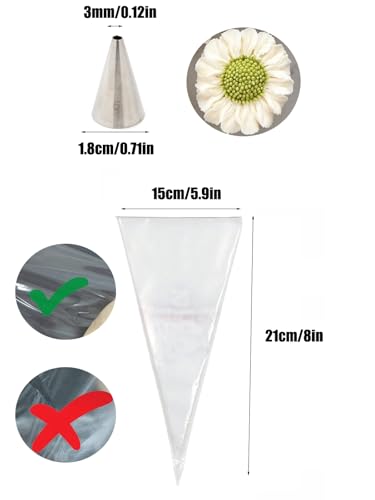 #5 Piping Tip Set with 20 Bags, Round Icing Tips for Cake Decorating - color: D