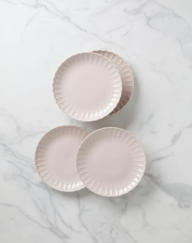 Lenox French Perle Scallop Blush Stoneware 12-Piece Dinnerware Set for 4 - color: Blush, style: 12-Piece Dinnerware Set