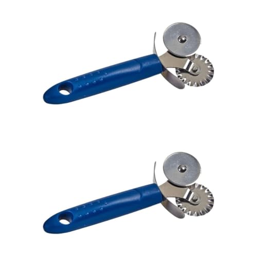 Soro Essentials- 6-1/2” x 2-3/4” Stainless Steel Double Pastry Cutter Wheel with Blue Plastic Handle Set of 2- Ravioli Dough Cutter Roller Cookie Pastry Knife Divider Pizza Slicer Cutter Wheel