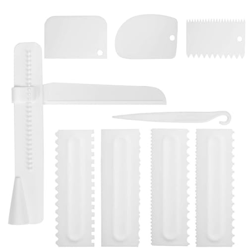 9 Pcs Cake Scraper Set for Cake Cream Baking Decorating (White)