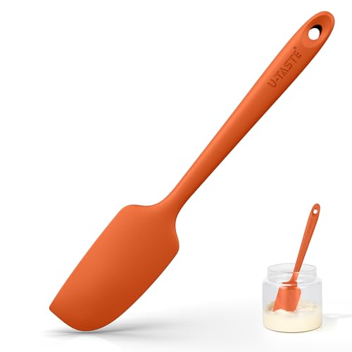 U-Taste Small Mini Silicone Spatula, 9in Rubber Jar Bowl Scraper, Orange - color: Orange