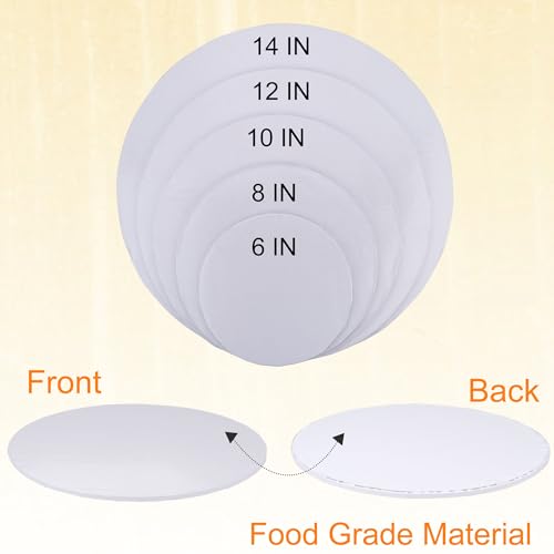 14 inch Round Cake Drum Boards, Dulinkas 1/4 Inch Thick White Corrugated Cardboard Cake Base Grease-Resistant Cake Boards for Multi-Layer Cakes, Weddings & Parties 10 Pack - size: 14 inch