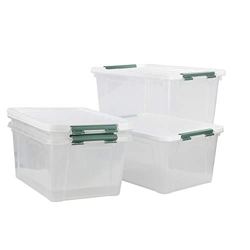 Gloreen 20 QT Clear Lidded Storage Bin, Multipurpose Storage Boxes Set of 4 - size: 20 Quart, 4 Packs