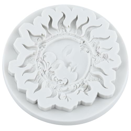 Sun Goddess Relief Silicone Mold Sun Moon Face Fondant Molds - color: Style B