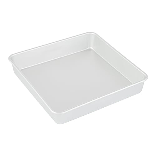 Restaurantware Square Aluminum Cake Pan - 10 x 10 x 2 Inch - Professional Brownie Pan - Straight-Sided Baking Pan - Even Heat Distribution - Silver - size: 10"