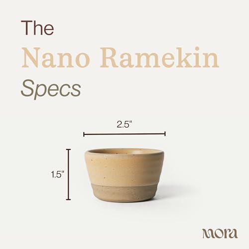 Mora Nano Ramekins Set of 4, 2oz Ceramic Pottery Sauce Cups - Microwave, Oven and Dishwasher Safe - Merrigold - color: Merrigold, size: Nano
